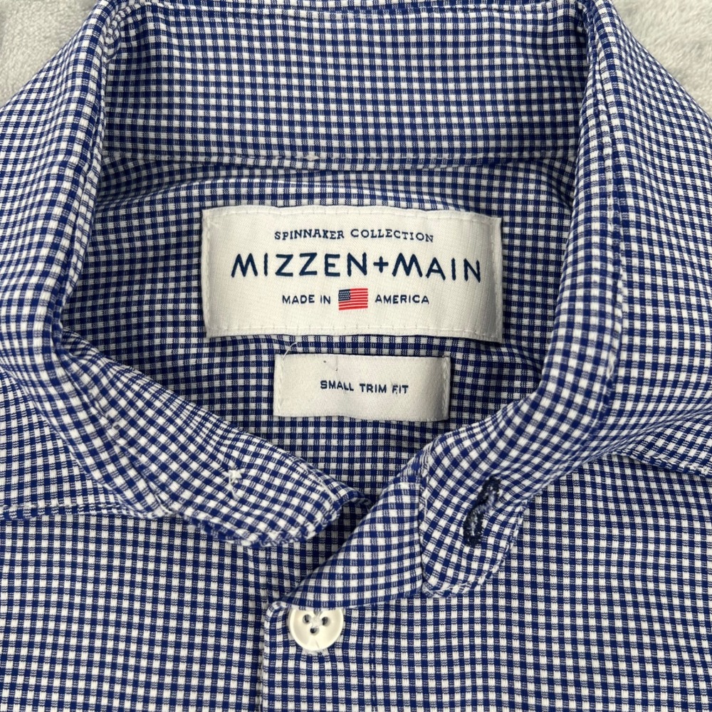 Mizzen+Main Spinnaker Collection Small Trim Fit Blue Gingham Button Down Shirt